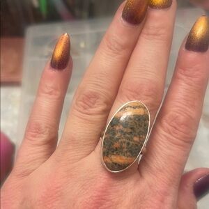 Elegant Silver and Brown Stone Ring